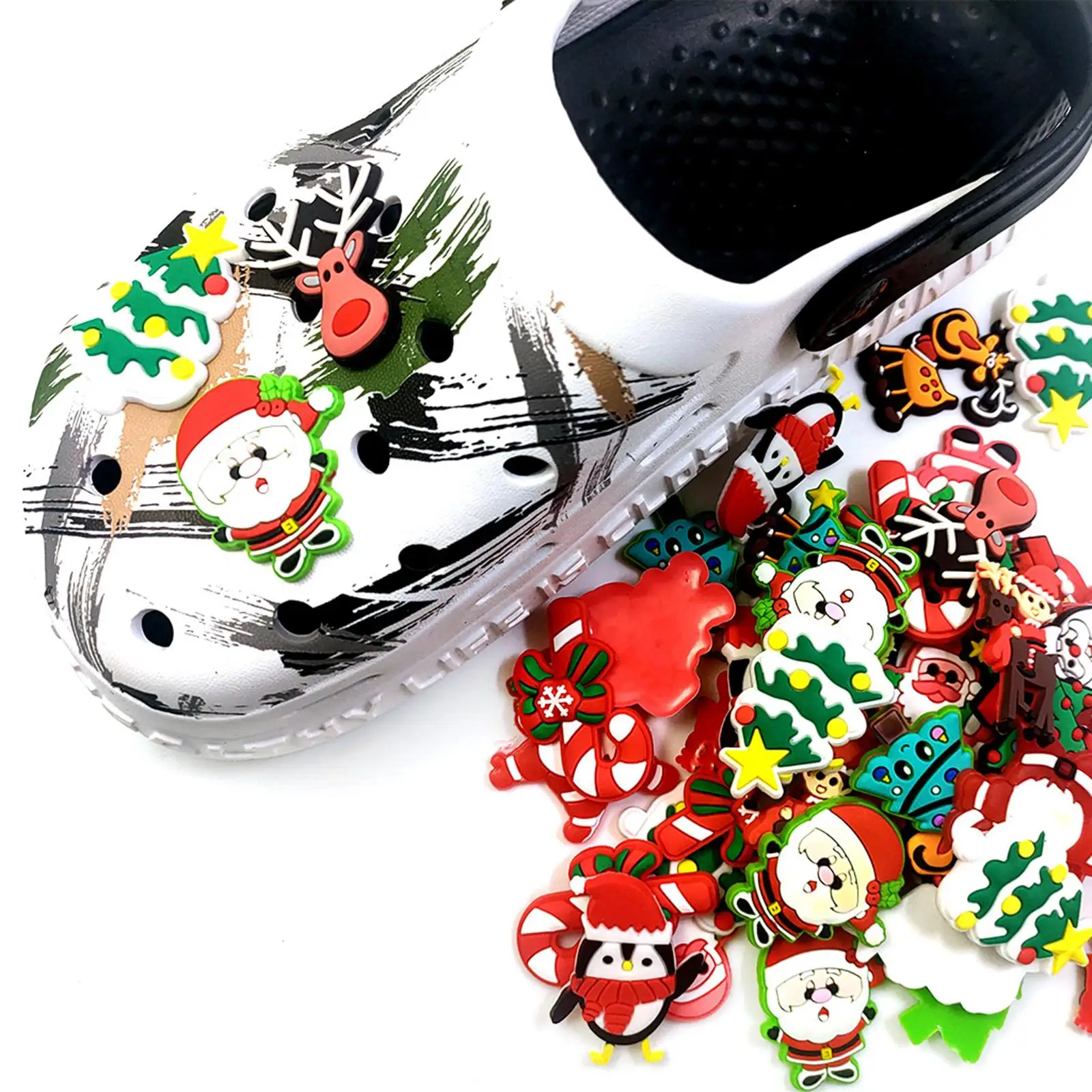 Cute Kawaii PVC Flatback Charms Christmas Tree Santa for Hair Clips Dollhouse Crafts