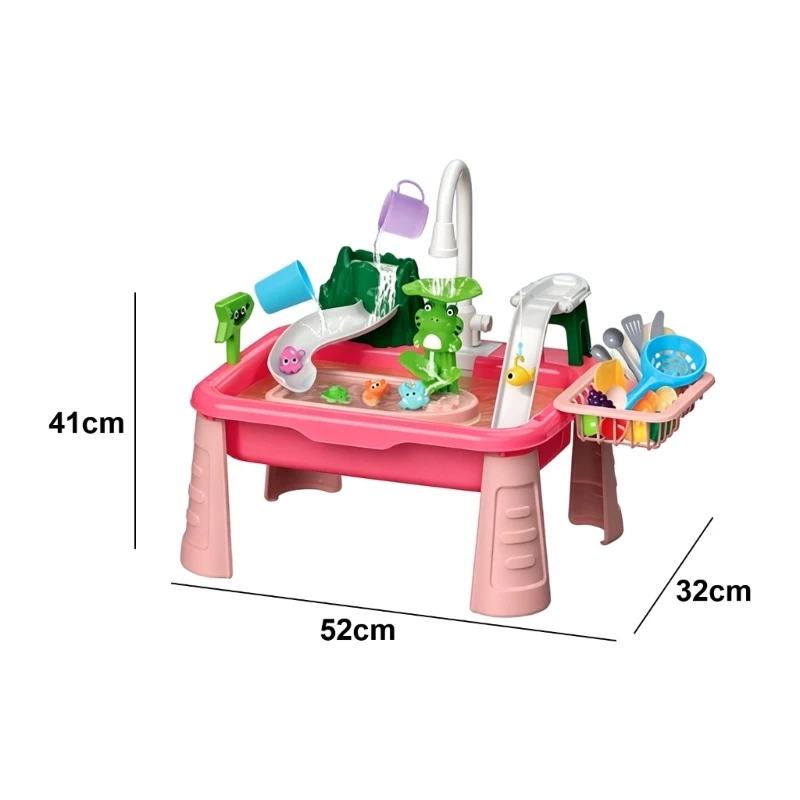 Treefrog Sink Water Table For Toddlers 1 3 Ages Outdoor Summer Plaything With Realistic Water And Fishing Game 15UB
