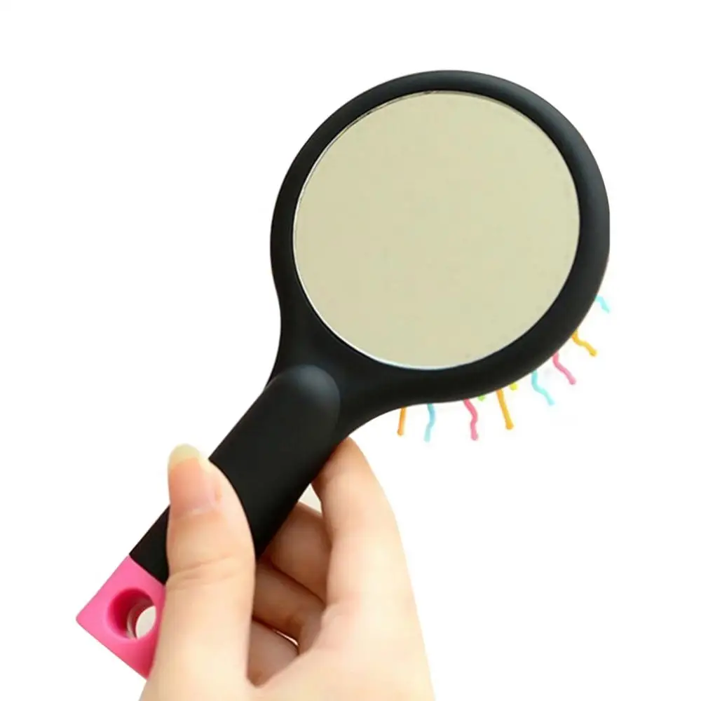 2 In 1 Girl Rainbow S-Curl Wave Brush Mirror Comb Anti-static Massage Hairbrush Air Cushion Comb Tangled Wet Hair Brush Massage