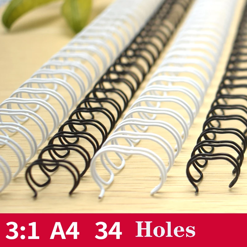 3:1 34 Holes 50pcs Notebook Spring Book Ring Wire O Binding A4 Binders Double Wire Binding Metal YO Coil Calendar Binding Rings