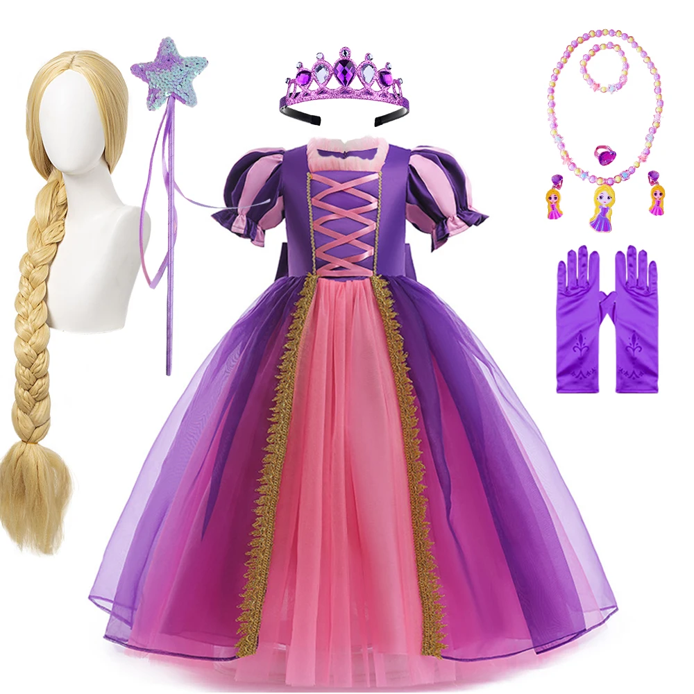 

2023 Christmas Girls Rapunzel Dress Children Performance Tangled Fancy Fairy Cosplay Costume Teenagers Wedding Prom Long Dress