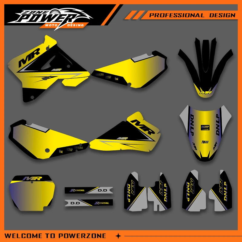 

POWERZONE Motocross Team Graphics Background Sticker Decal Kits For SUZUKI RM85 2001-2020 RM 85 85cc Customized Number 01