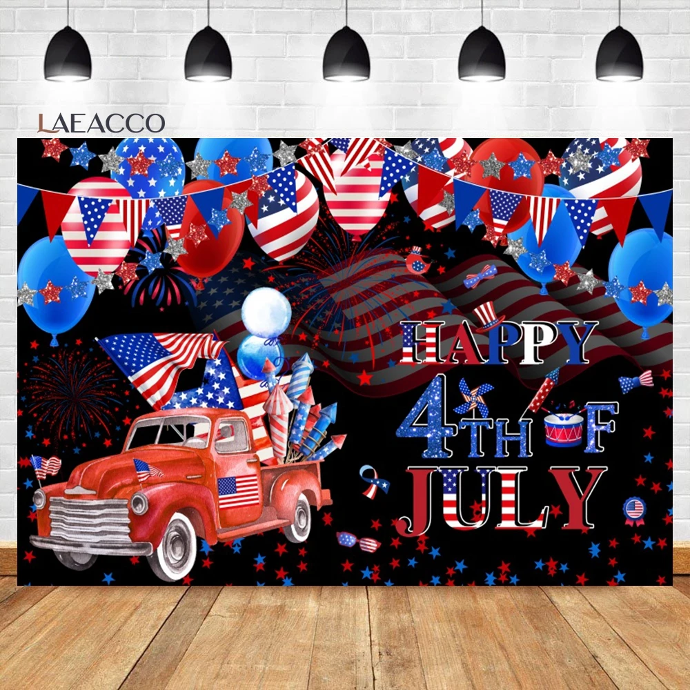 

Laeacco Happy 4th of July Independence Day Photography Background USA Veterans Memorial National Day Party Portrait Backdrop