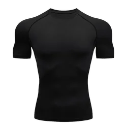 Men's Tight Compression T-shirt Solid Color Fitness Short Sleeve Quick Dry TShirts Sportswear Top Jogging Sweatshirt Rashguard