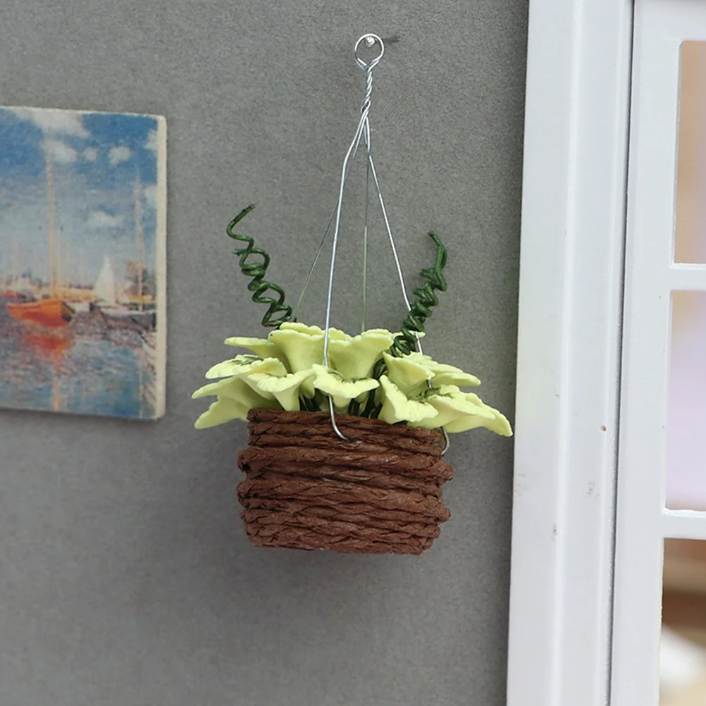 

Miniature Resin Maple Plant Decor for Dollhouse Tiny Room Garden Ornament Realistic Fake Potted Flower Hanging Basket