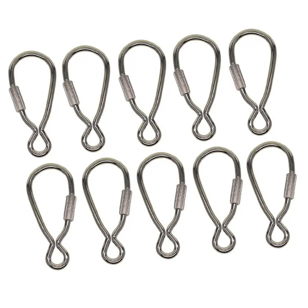 10pcs Stainless Steel Snap Hook With Screw Safety Lock Carabiner for Ropes