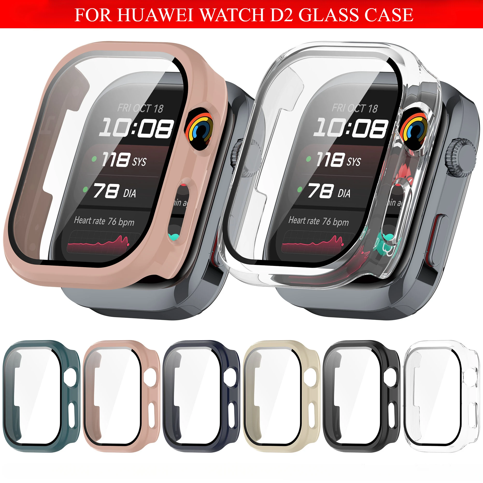 แก้ว + กรณีสําหรับ Huawei Watch D2 ป้องกันหน้าจอ Anti-Scratch ฟิล์มกันชนป้องกัน PC สําหรับ Huawei Watch D2 อุปกรณ์เสริม