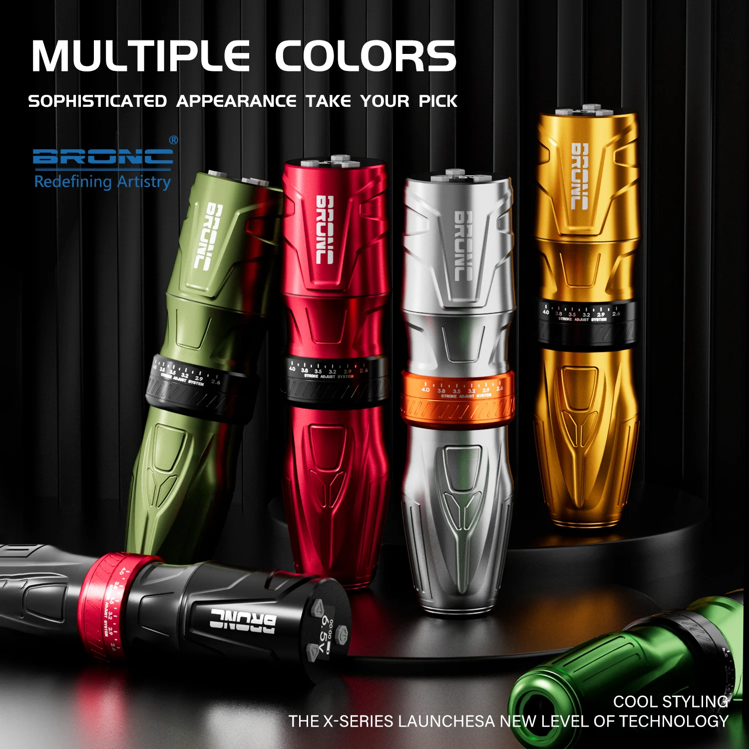 BRONC Brand Wireless Tattoo Machine 2.5-4.3MM Adjustable Stroke 2100mAh Battery DC Swiss Motor 6.18mNM Nominal Torque Tattoo Pen