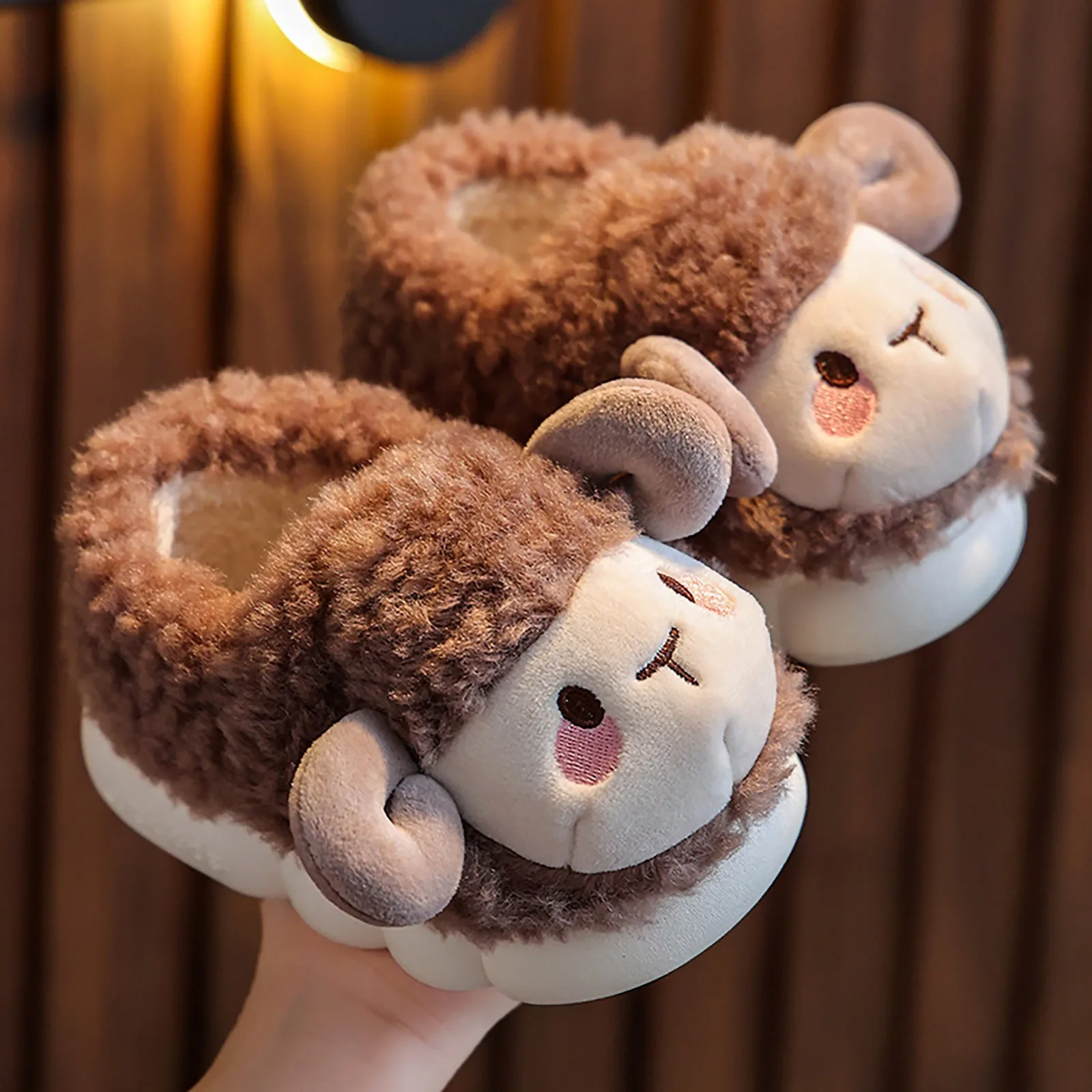 Toddler Infant Kids Baby Warm Plush Shoes Boys Girls Cute Cartoon Soft Sole Slippers Children Autumn Winter Home Indoor