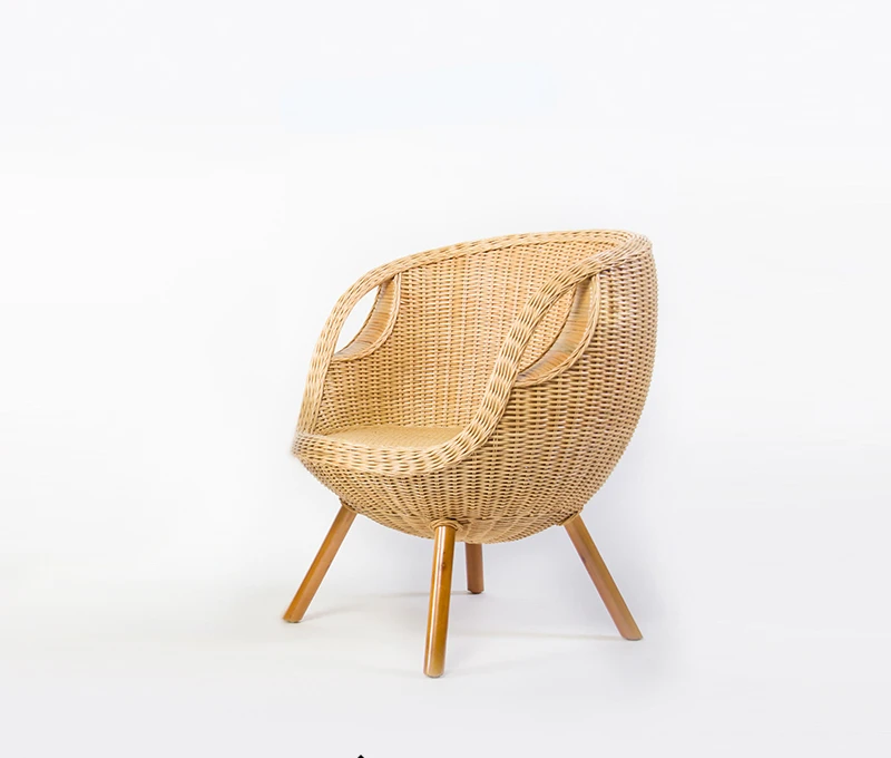 Natural rattan chair three-piece set