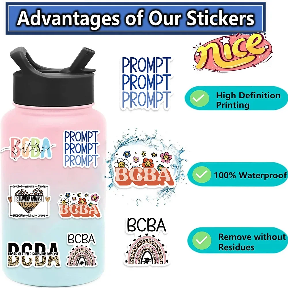 10/50PCS BCBA Cartoon Stickers Behavior Analyst Retro Phrase Waterproof Stickers Totem Luggage Laptop Mobile Skateboard Bicycle