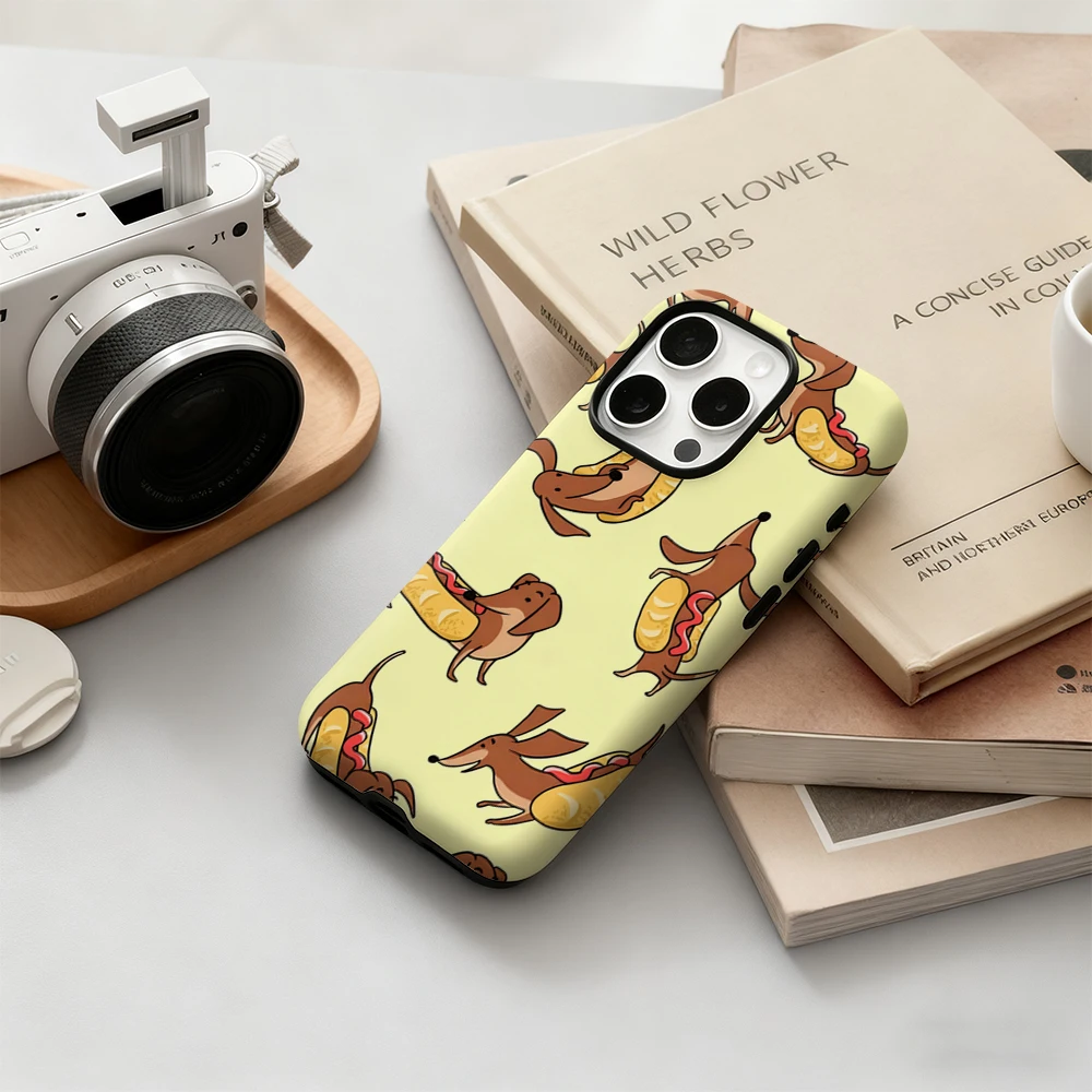 핫도그 푸프스 아이폰 17 16 15 14 13 12 11 X XS XR XSMAX 7 8 에어 프로 맥스 플러스 럭셔리 이중 레이어 백 커버