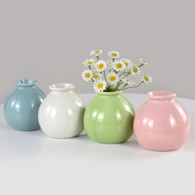 1szt Mini okrągły wazon kulkowy Kolorowy ceramiczny okrągły kwiatowy wazon do aromaterapii Dekoracja stołu Butelka Dyfuzor olejków eterycznych Słoik