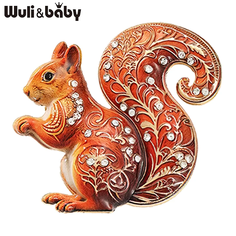 Wuli&baby Cute Squirrel Animal Brooches For Women Unisex 2-color Naughty Animal Party Casual Brooch Pin Gifts