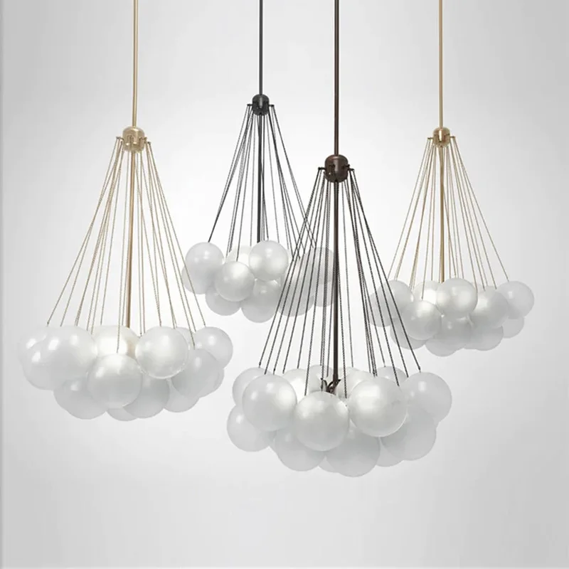 Nordic Bubble Cloud Chandelier 19/37 Balls Glass Hanging White Lamp Black Gold Dining Room Living Room Decoration Kitchen Lamp