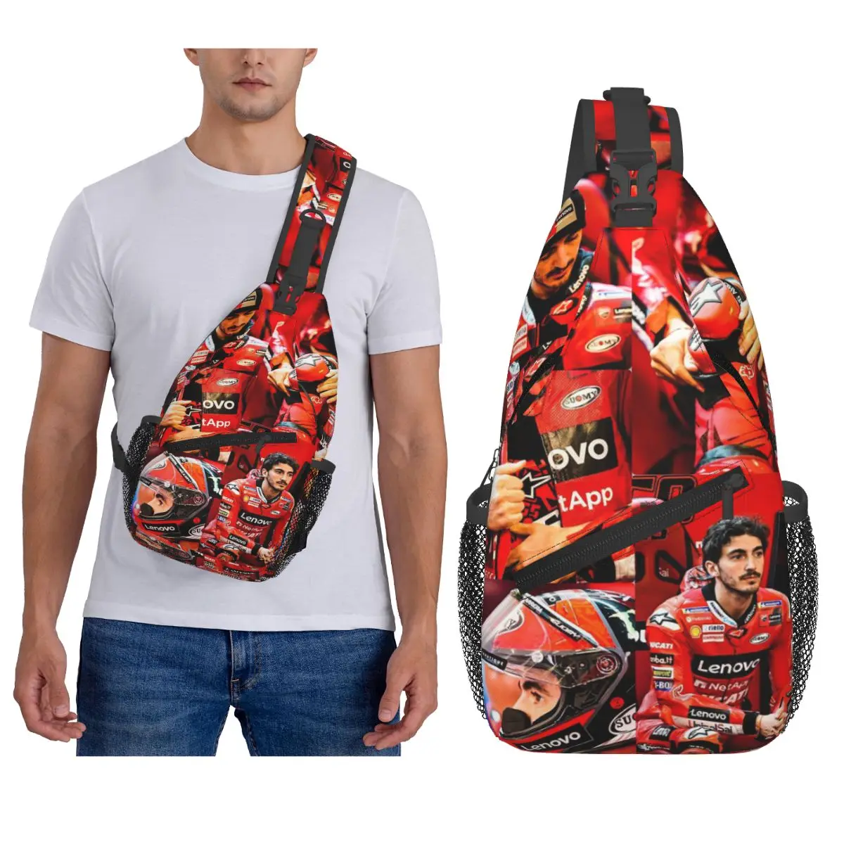 

Pecco Bagnaia 63, нагрудная сумка, мужской рюкзак через плечо, нагрудная сумка, дорожный походный рюкзак, сумка на плечо