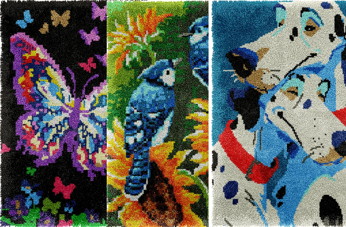 

Latch hook rug kits with Pre-Printed Pattern Cross stitch embroidery kit Footprint Carpet with your needlework Dogs 69-102