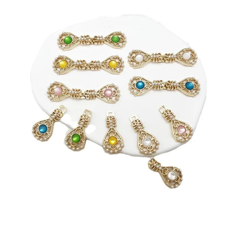 5pcs Metal Clasps for Hanfu Frog Buttons, Interlocking Clasps for Qipao Cheongsam, Judo Collar Clasps