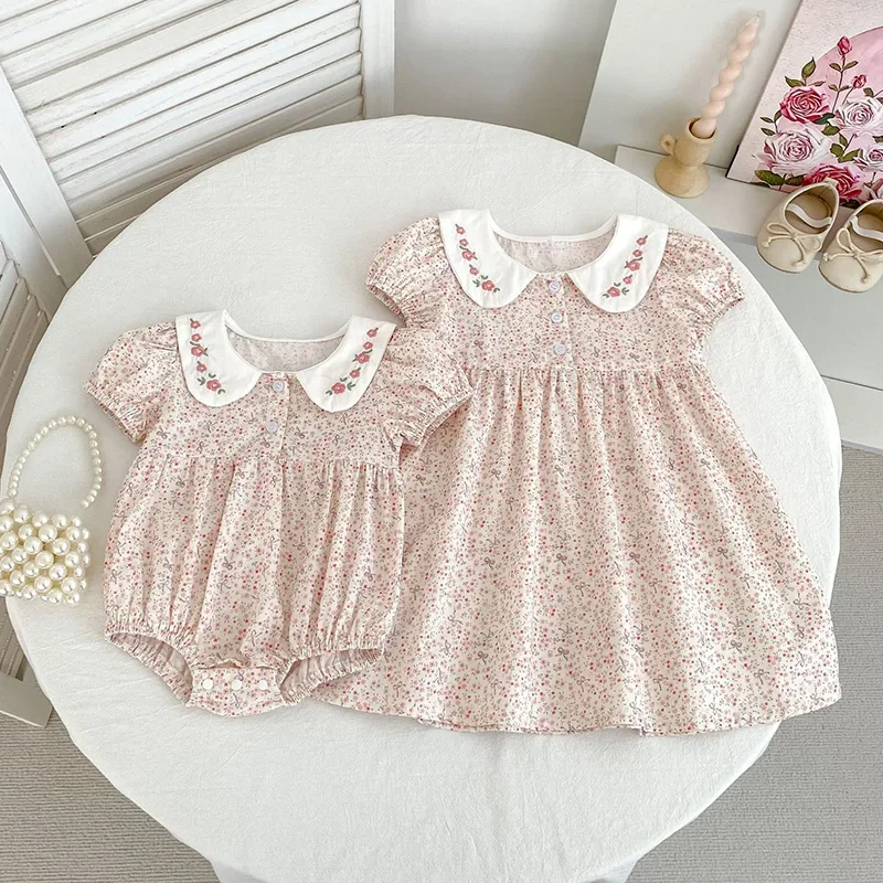 

2026 New Summer Kids Princess Dress Infant Baby Romper Short Sleeved Cotton Print 2-6Yrs Baby Girl Party Dress Children Clothes
