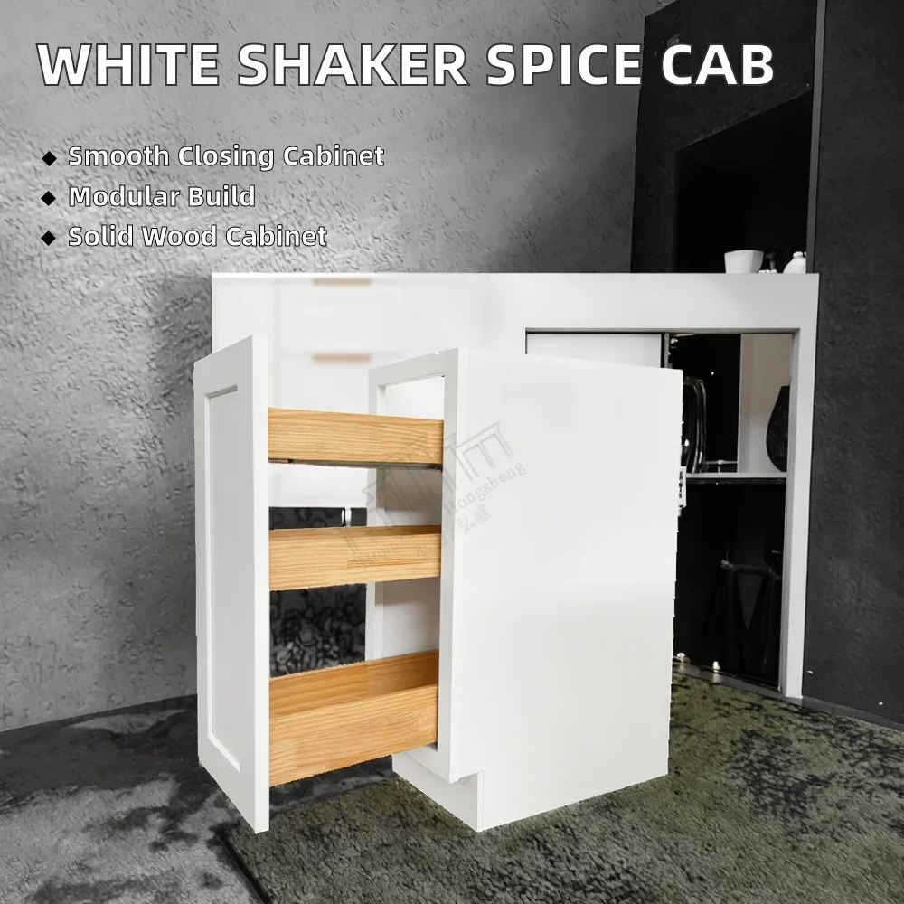 Modern Kitchen White Shaker Spice Cabinet B09POUT Soft Close Pull Base Drawer Kitchen Improvement Remodeling Kitchen Cabinets