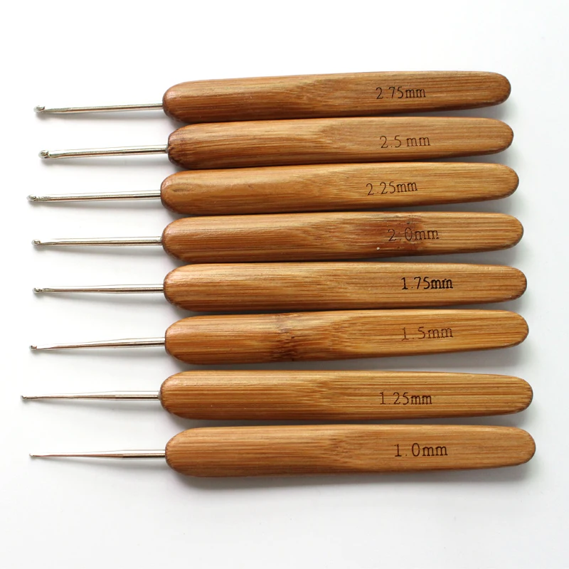DIY Hand Knitting Craft Bamboo Crochet Hook Set Easy Hold Knitting Needles for Hand Crafters Household Handicraft Weaving