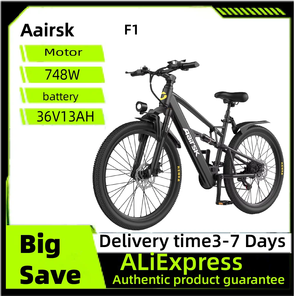 

Aairsk F1 Adult E-bike 26 Inch Fat Tire E-Mountain bike Off-road Electric bicycle 748W Motor 36V 13Ah Battery Electric Bike
