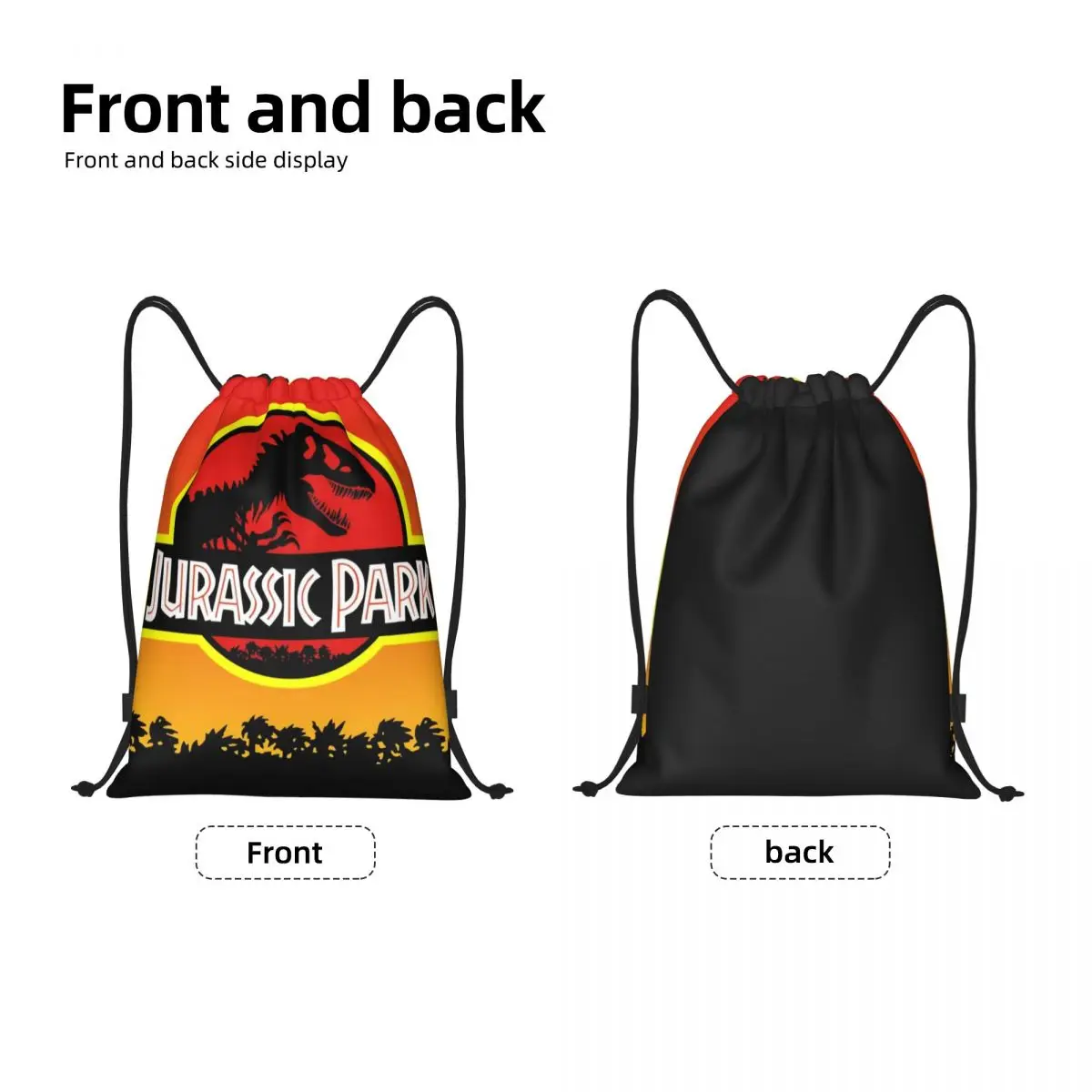 Jurassic Park Logo In Geel Oranje Tas Met Trekkoord Mannen Vrouwen Opvouwbare Sportgym Sackpack Oude Dierenwinkel Rugzakken