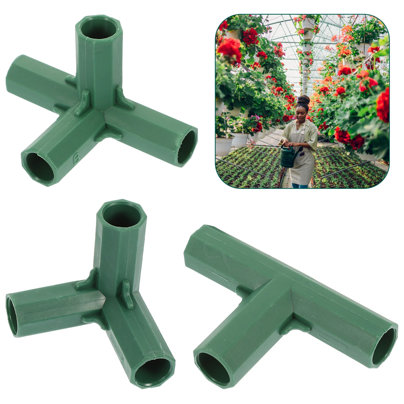 

20 Pcs Gardening Frame Connectors Three-way and Four-way Plant Stake Shed Support Plastic Stakes