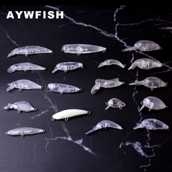 AYWFISH Small Bass Fishing Lure Set Unpainted Mini Crankbait Minnow Pencil Popper Hard Plastic Body Wobblers Bait Blank For DIY