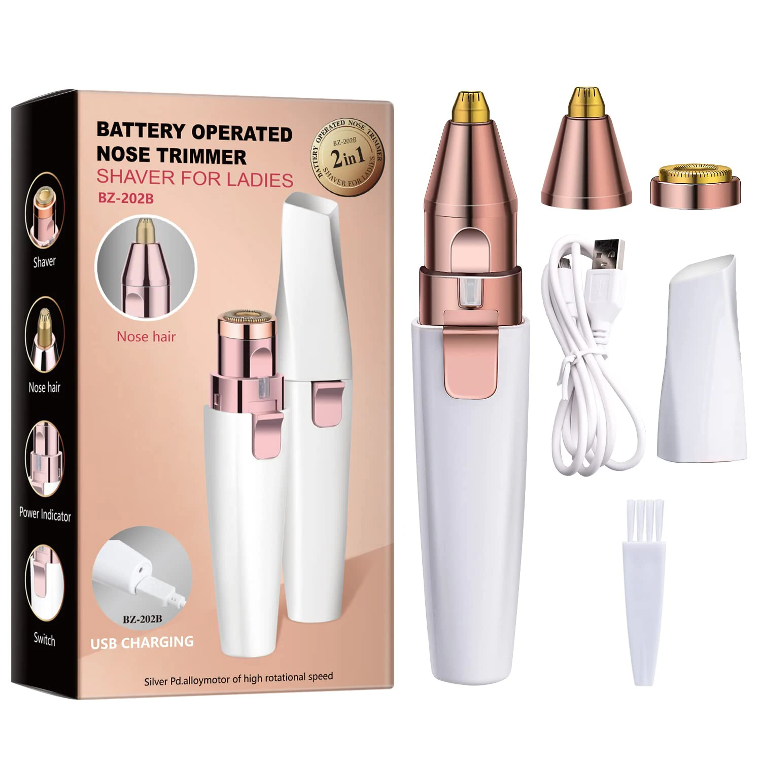 2 IN 1 Epilator Electric Eyebrow Rechargeable Trimmer Female Body Facial Lipstick Shape Hair Removal Mini Painless Razor Shaver