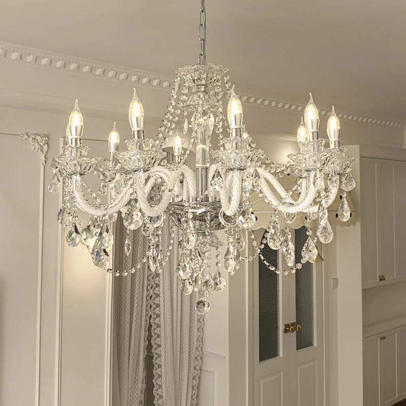 

French light luxury, retro palace style, living room, creative personality, dining room crystal chandelier