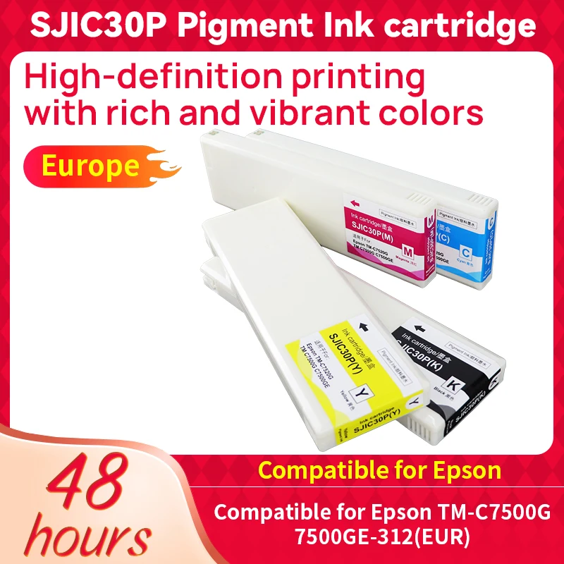 300ml SJIC30P Europe Compatible Ink Cartridge with Pigment Ink and Chip for Epson TM-C7500G C7500GE C7500G E-312 Printer