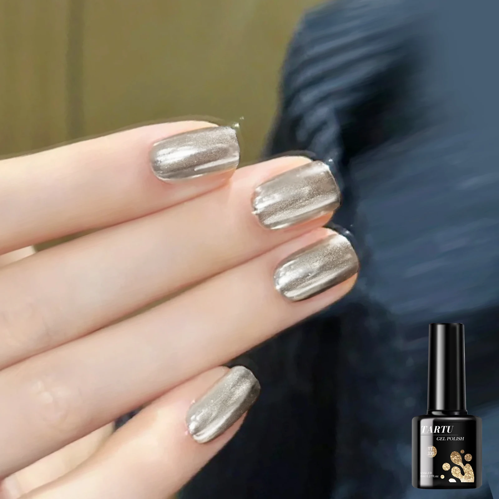 Vernis à ongles holographique à paillettes dorées, 8ml, amovible, LED/UV, longue durée, paillettes, pour Salon d'art des ongles à domicile