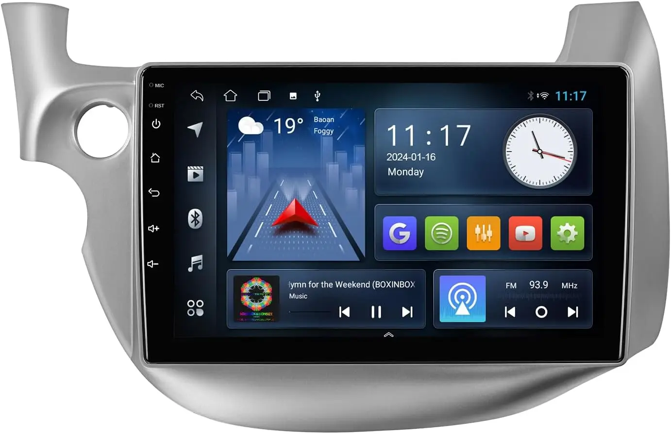 ستيريو سيارة أندرويد 12 مزدوج الدين مقاس 10.1 بوصة لهوندا فيت 2008-2013، بلوتوث 5.4، واي فاي 6، كاربلاي لاسلكي، أندرويد أوتو، نظام تحديد المواقع العالمي، الخلفي