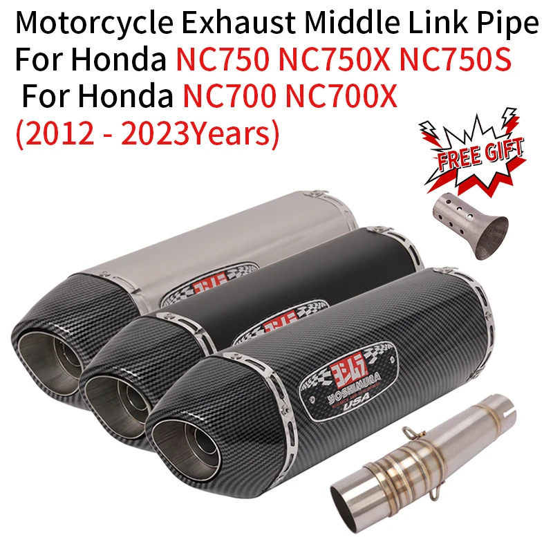 

For Honda NC700 NC700X NC750 NC750X NC750S 2012 - 2023 Motorcycle Yoshimura Exhaust Escape Muffler Mid Link Pipe Carbon DB Kille