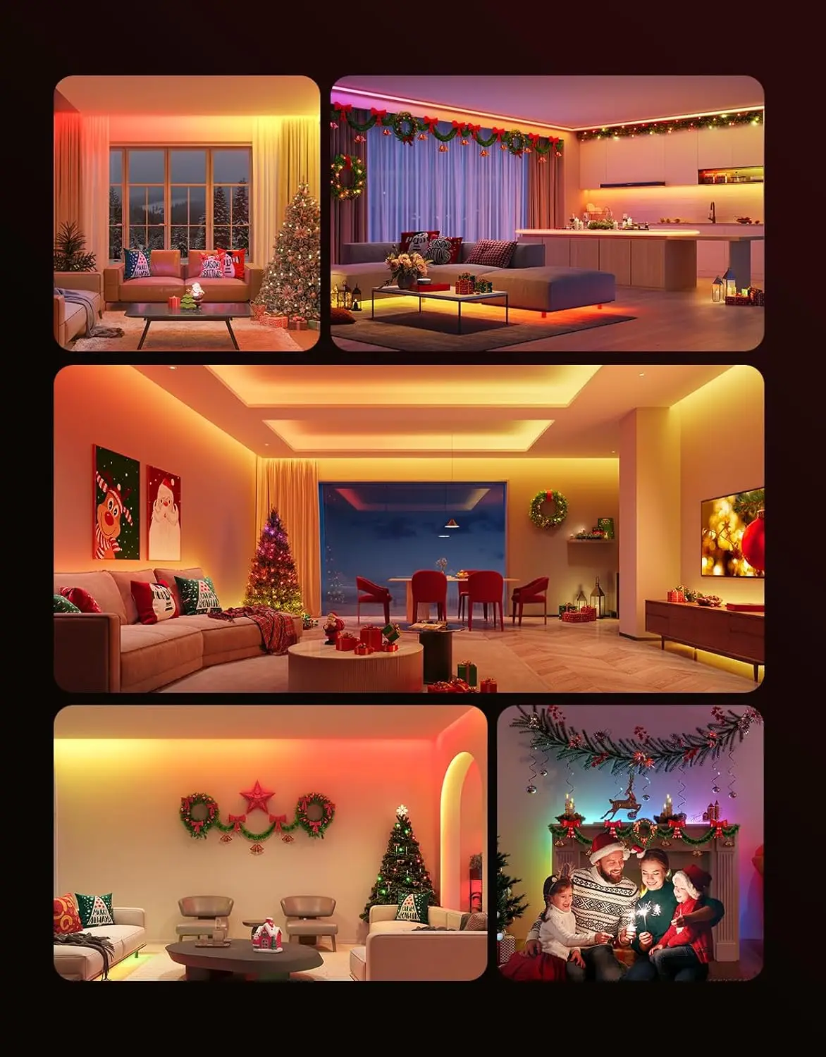 أضواء شريط LED RGBIC بطول 100 قدم، تحكم ذكي في تطبيق WiFi، تغيير اللون، متوافق مع Alexa وGoogle Assistant، أضواء مجزأة ذاتية الصنع #2