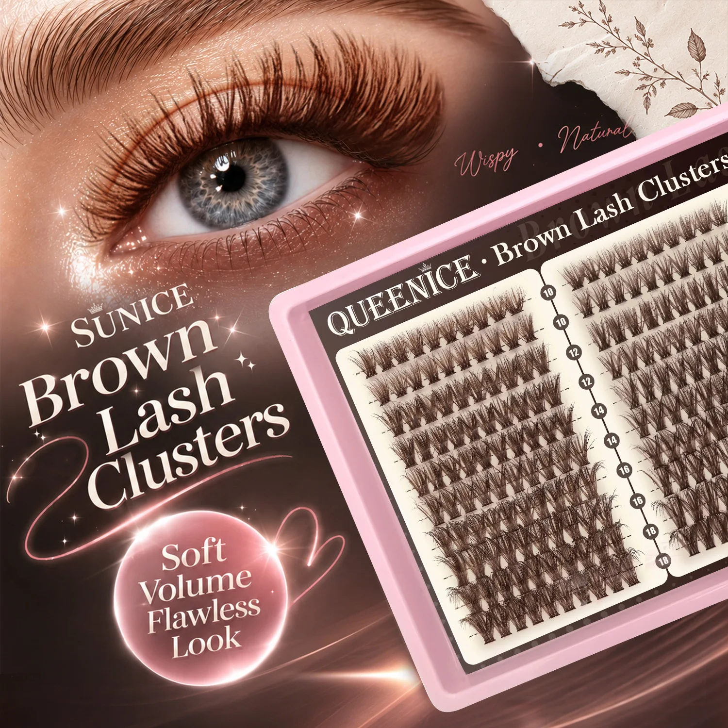 300/360 Stück DIY-Wimpern, natürlich, dick, verschiedene Stile, Wimpernbüschel 10-16mm, Cat Eye D Curl, geeignet für Anfänger – Detail 5