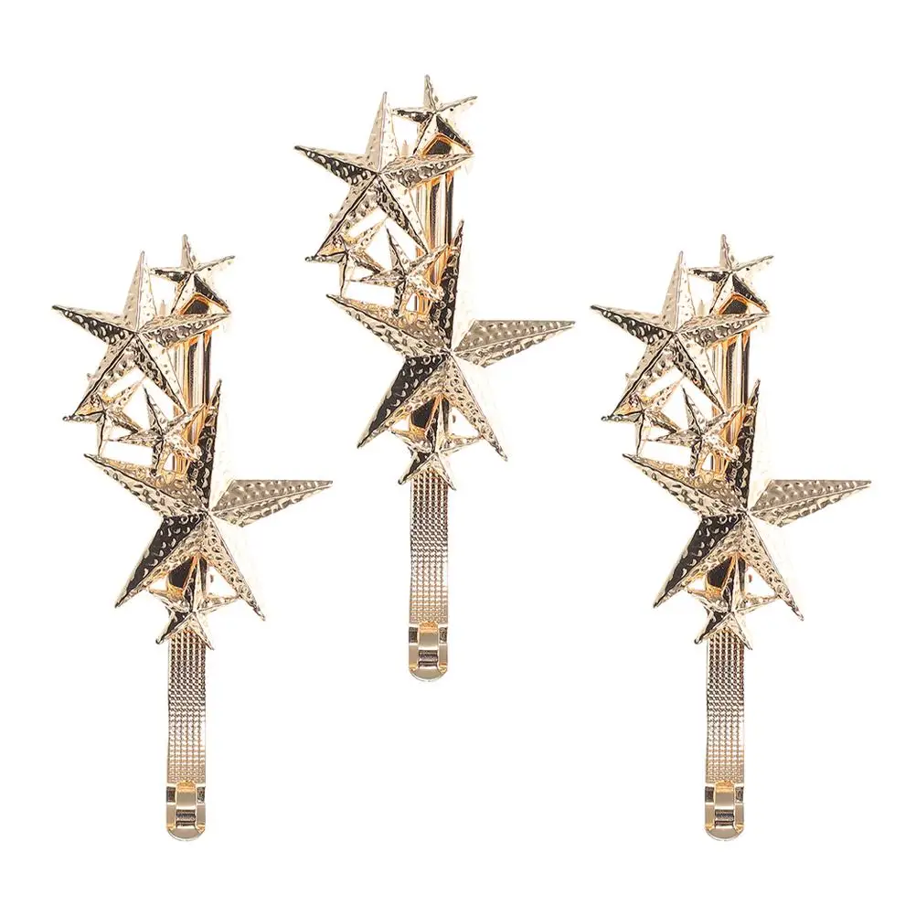 

3Pcs Pentagram Hairpin Irregular Alloy Stars Clips Durable Stylish Women Hair Accessories Trendy Decorative Pins