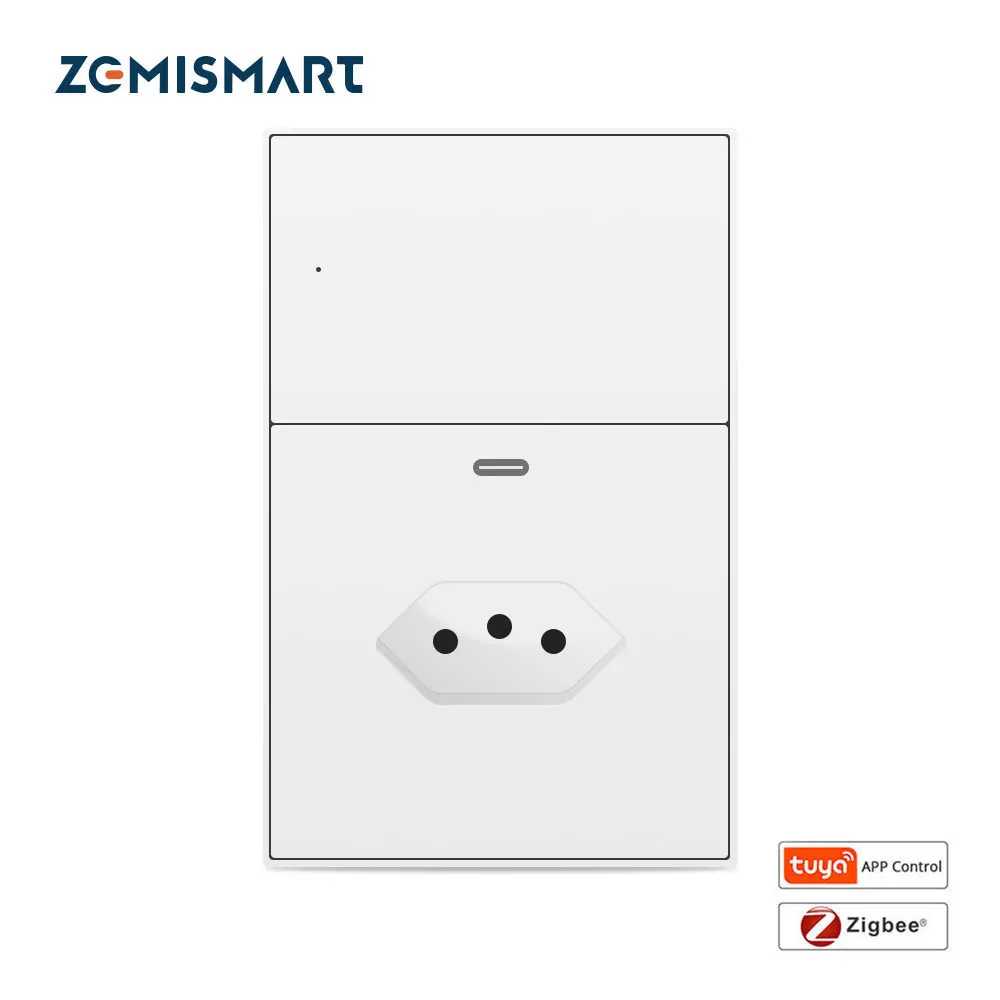 

10A Tuya Zigbee Brazil Outlet Socket with Type-C Charging Port Smart Tomada Google Home Smartthings Homekit Control via M1 Hub