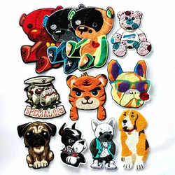 Large Embroidery Big Chenille Patch Bear Animal Cartoon Badges Bears Appliques Bee Patches for Clothing WF232141