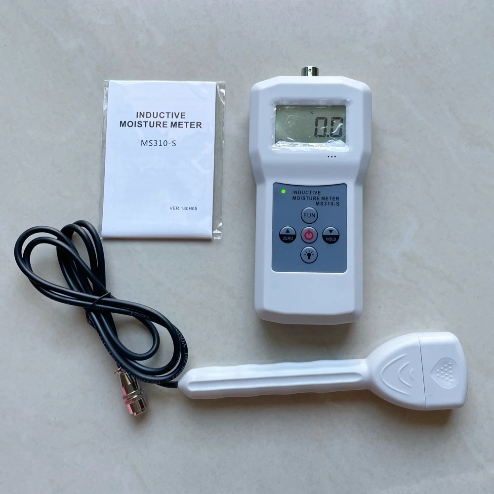 Medidor de humedad portátil inductivo de alta precisión, MS310-S para rango de medición textil 0-99%, 4 LCD digital