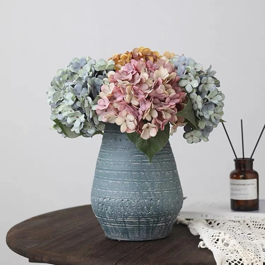 

6Pcs Artificial Hydrangea Silk Flowers Home Vase Table Centrepiece Wedding Birthday Diy Gift Bridal Bouquets Holiday Party Decor