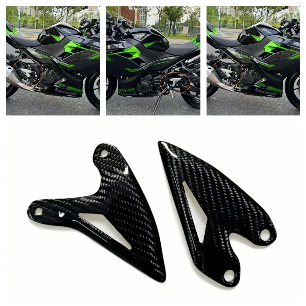 

For Kawasaki Ninja 400 Z400 2019-2023 2024 100% Carbon Fiber Motorcycle Accessories FootPeg Footrest Rear SET Heel Plates Guard