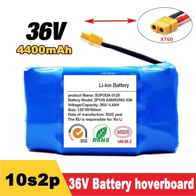 2024 Original 36v 4.4Ah Rechargeable Lithium Battery 10S2P 4400mAh 18650 Electric Self Balancing Scooter Hoverboard Batteries