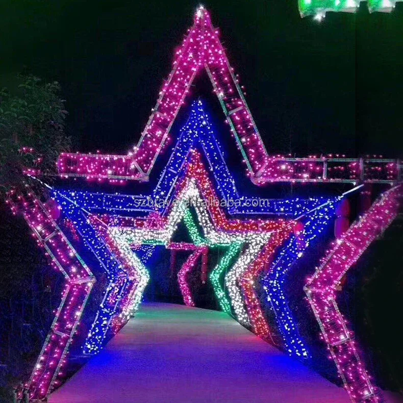 

Outdoor Christmas Wedding Holiday Lighting Tunnel Led Decoration Street Motif Arch Light Star Motifs Tunnel Light