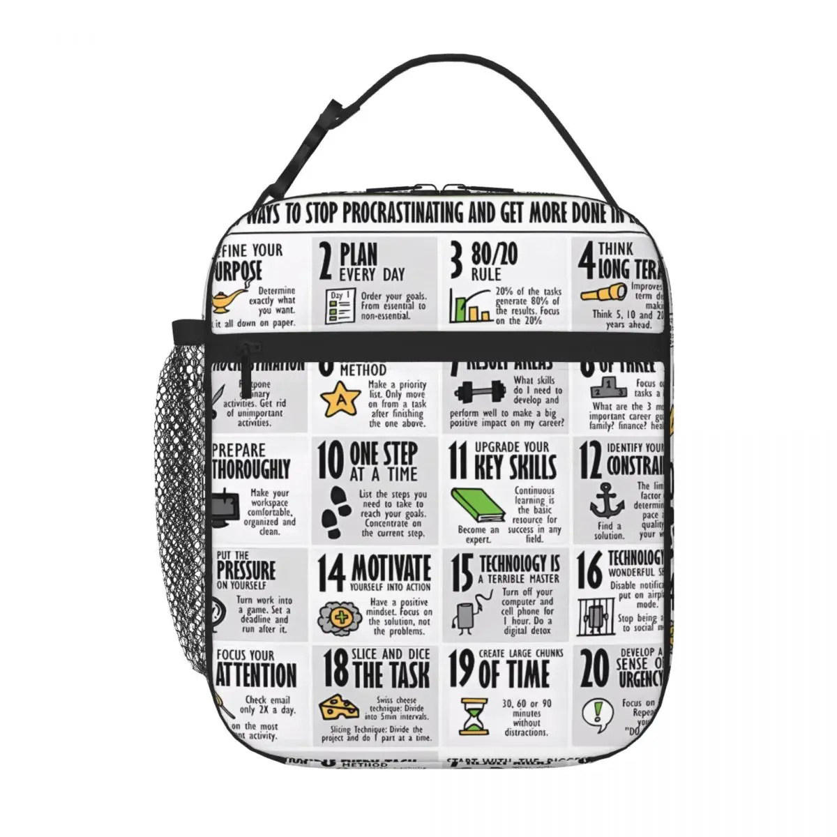 Bestselling Visual Book Eat That Frog (Brian Tracy) Splicing Color Large Lunch Bag Roadside Stop Snack Bag