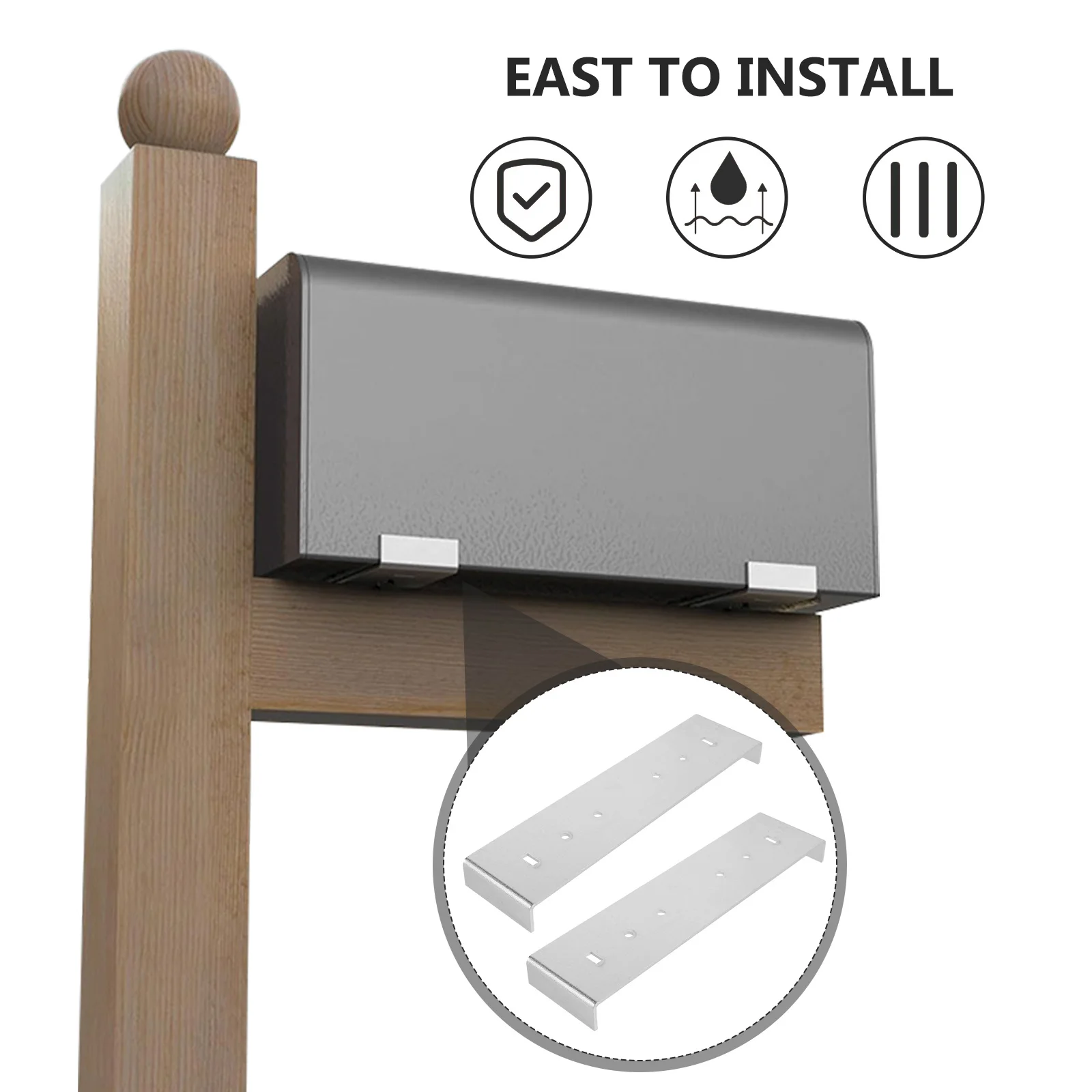 

2Pcs Sleek Mailbox Mounting Bracket Minimalist Design Durable Support Easy Setup Mailbox Mounting Repair Plate,