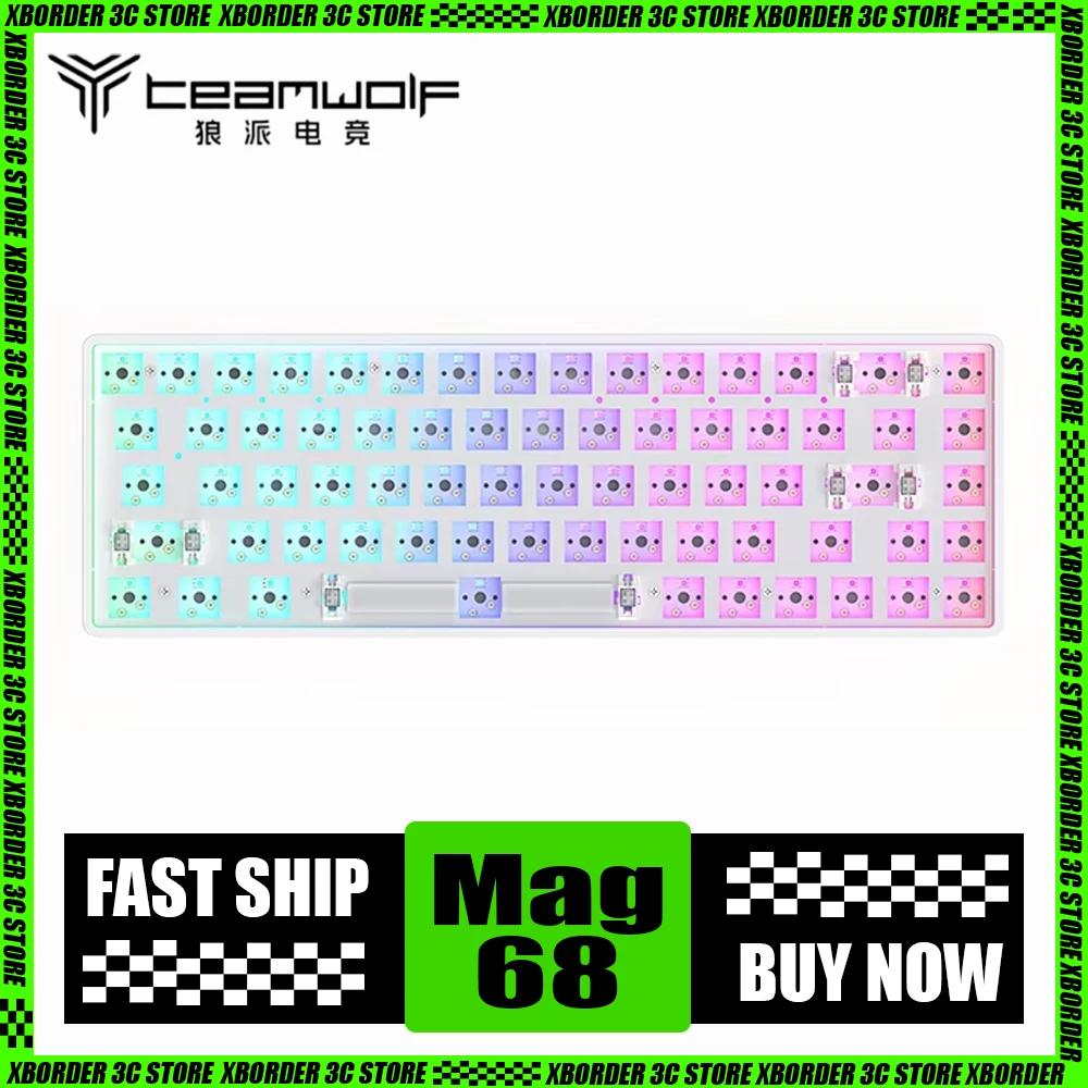 

Teamwolf Mag68 Mechanical Keyboard Three Mode Rgb Hot Swap E-Sports Customized Wireless Gaming Keyboard Low Delay Pc Gamer Gifts