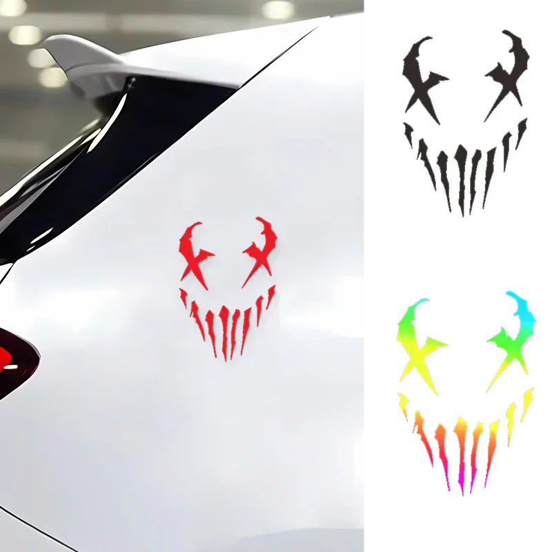 

1Pc Evil Grin Motorcycle Sticker, Waterproof Durable Vinyl Decal, Multi-Color Options for Car & Bike Decor