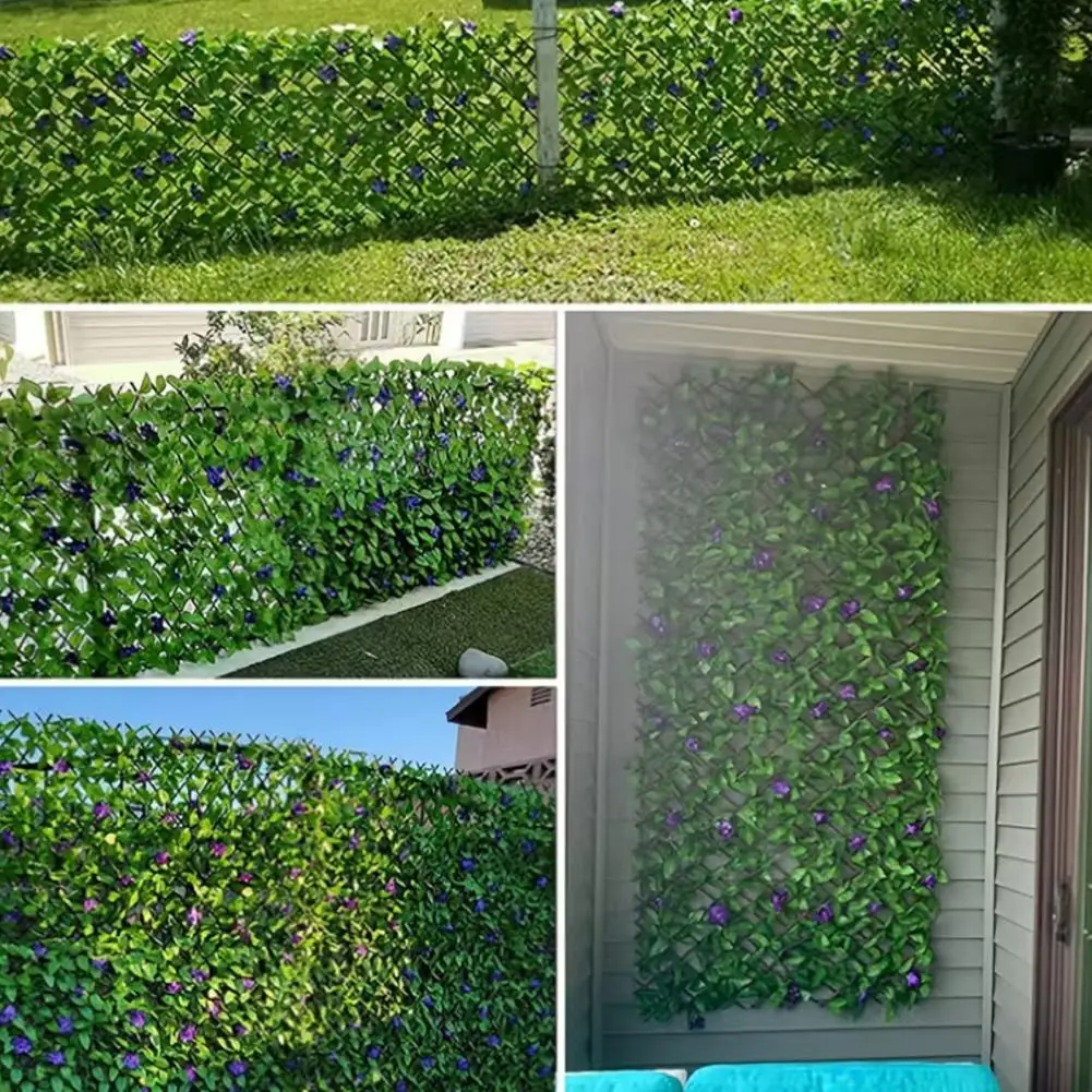 Wall Decoration Fence Expandable Artificial Flower Privacy Fence Panels Uv Resistant Fake Ivy Wall Screen Indoor Outdoor Garden